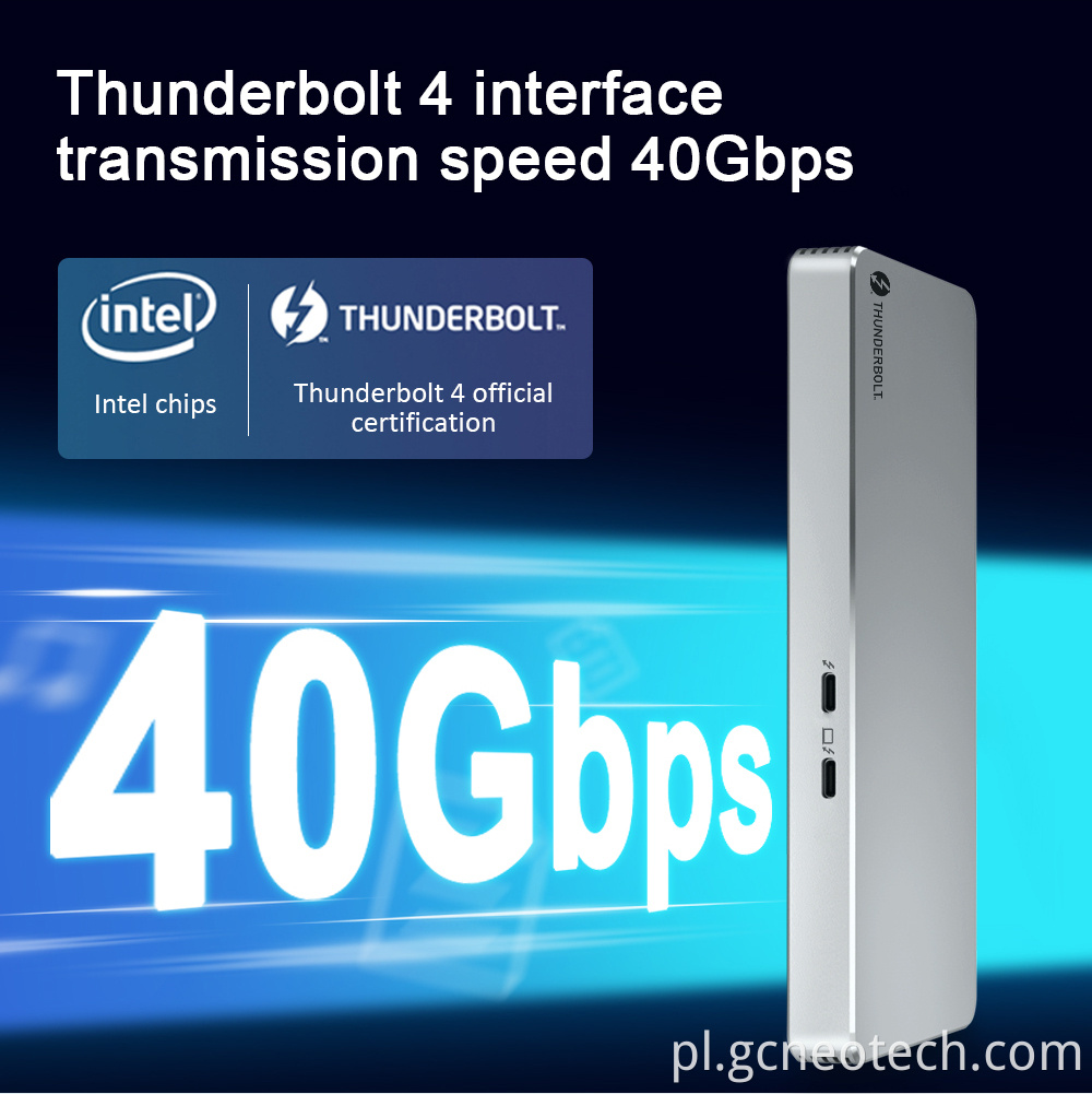 Thunderbolt 4 Docking Station 40 Gbps Silny transfer Thunderbolt 4 Docking Station 40Gbps High Speed Transfer